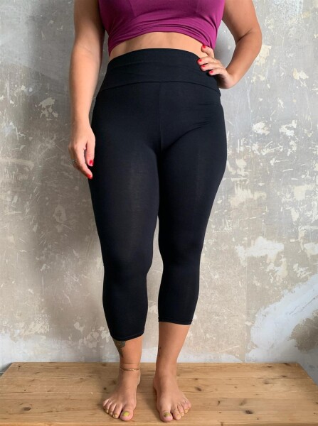 Leggings 3/4 breit. Bund S/M 02 schwarz