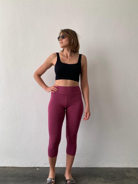 Leggings 3/4 breit. Bund S/M 116 mulberry