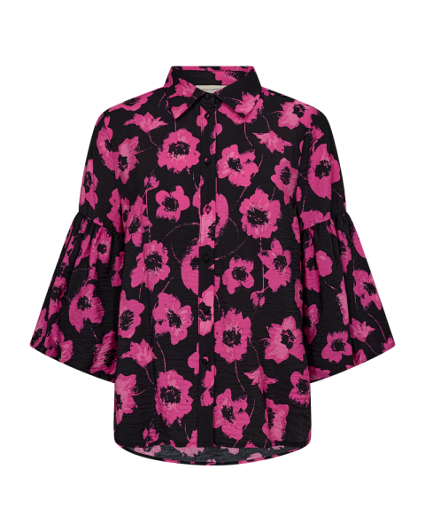 Bluse Freequent FQFluss Shirt Black w. Raspberry Rose