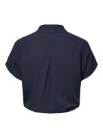 Bluse Pieces PCVinsty SS Linen Tie Shirt Maritime Blue