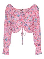 Top Pieces PCArine LS Cropped Tie Prism Pink/Graphic M