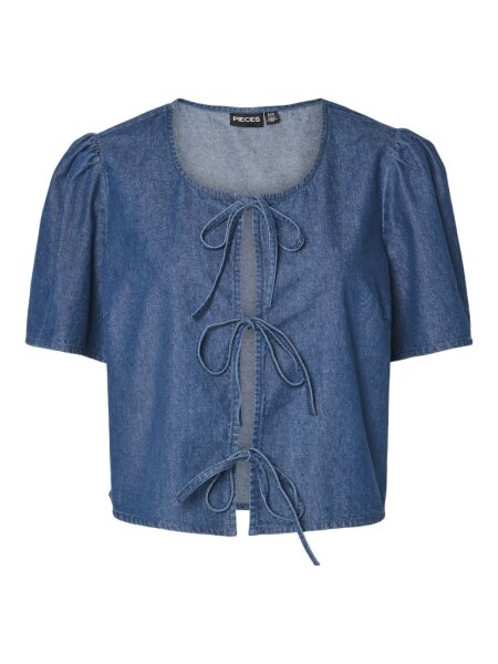 Top Pieces PCTenim SS Top WVN Medium Blue Denim