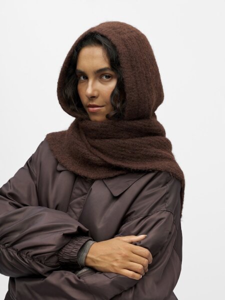 Balaklava Object OBJMilu Scarf Knit Balaclava Seal Brown