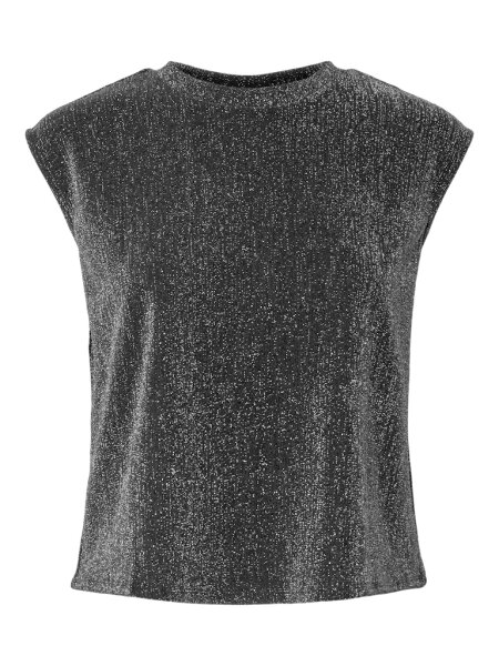 Top Pieces PCMaeve SL Tank Top Black/Silver Lurex