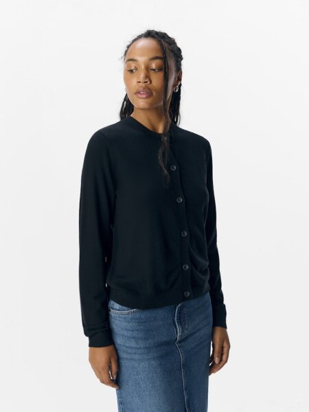 Cardigan Object OBJThess L/S Short Knit Black