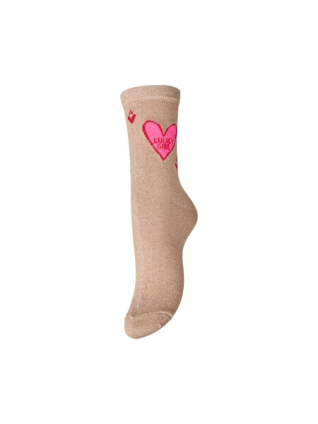 Socken Pieces PCSebby Glitter EMB Sock Natural DTM Heart lurex