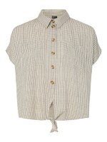 Bluse Pieces PCPia SS Tie Shirt Birch/Black