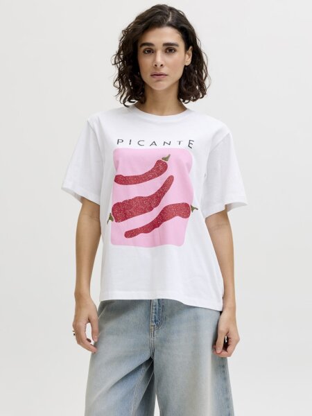 Shirt JJXX JXSenna Loose SS Tee Bright White/Picante