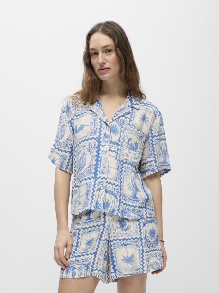 Shirt Object ObjVima S/S Birch/Azure Blue