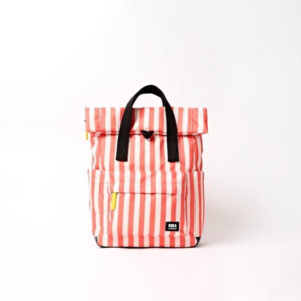 Rucksack Roka Canfield Small Recycled Canvas Coral Stripe