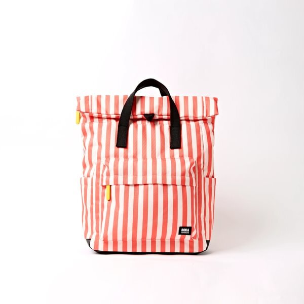 Rucksack Roka Canfield Medium Recycled Canvas Coral Stripe