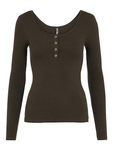 Shirt Pieces PCKitte LS Top JRS Hot fudge