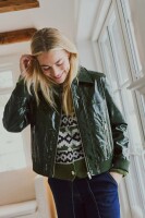 Cardigan Freequent FQAlpa Green Mel Off-White