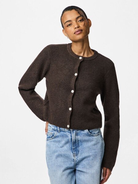 Cardigan Pieces PCSilly LS O-Neck knit Cardigan Hot Fudge