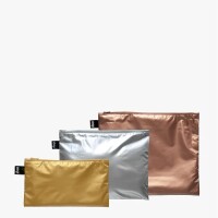 Etuis LOQI 3er Set Reissverschluss Metallic